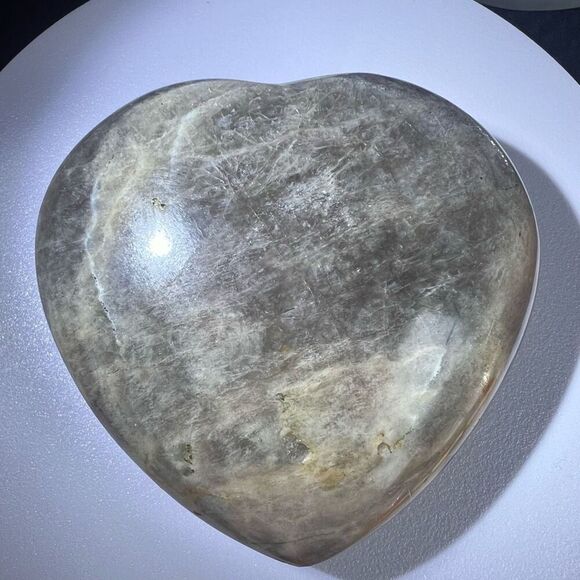 Black‎ Moonstone Large Puffy Heart with Stand - Picture 3 of 13